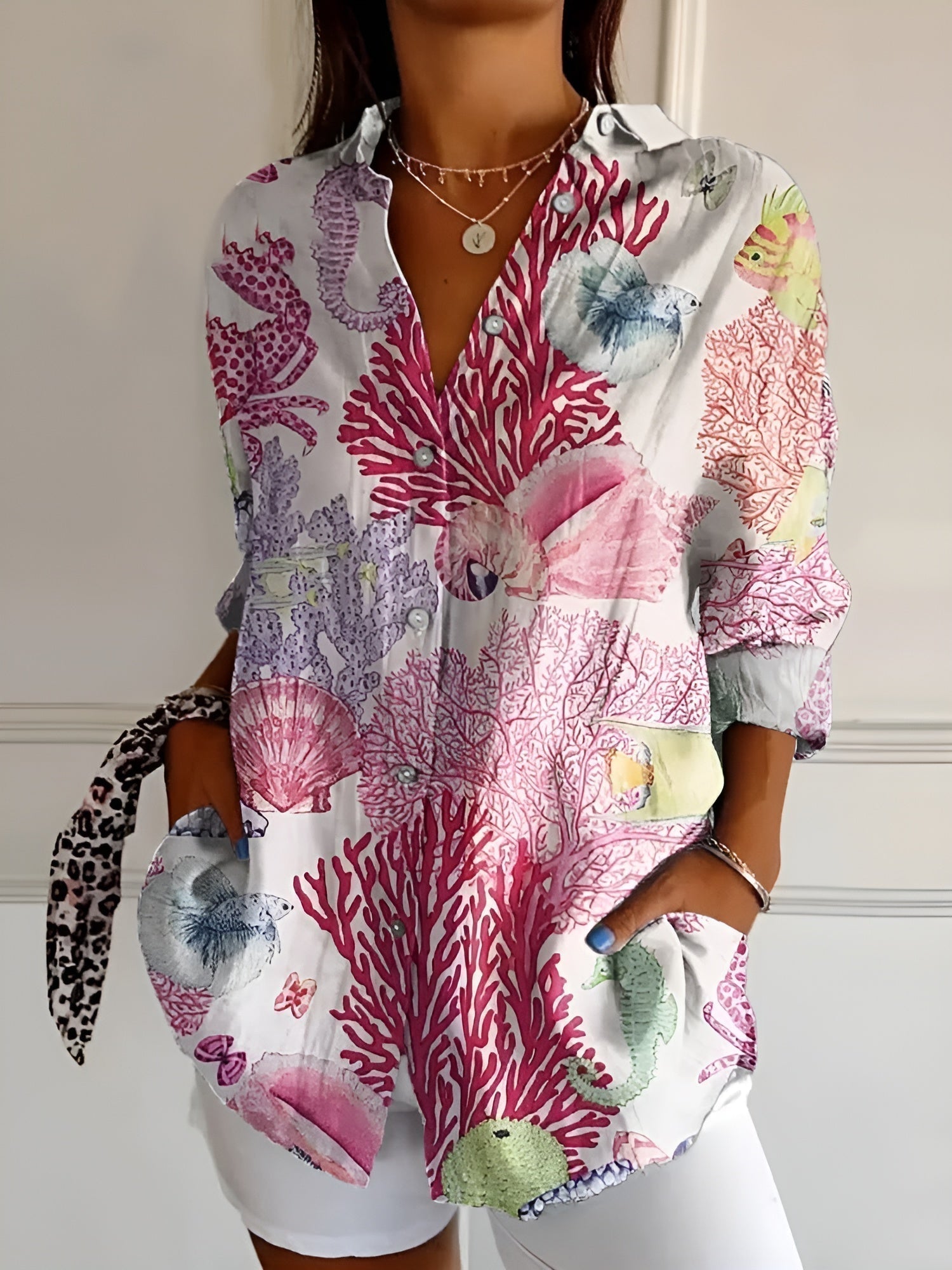 ElegantCotton | Women's Button Down Blouse – Breathable Long Sleeves 0
