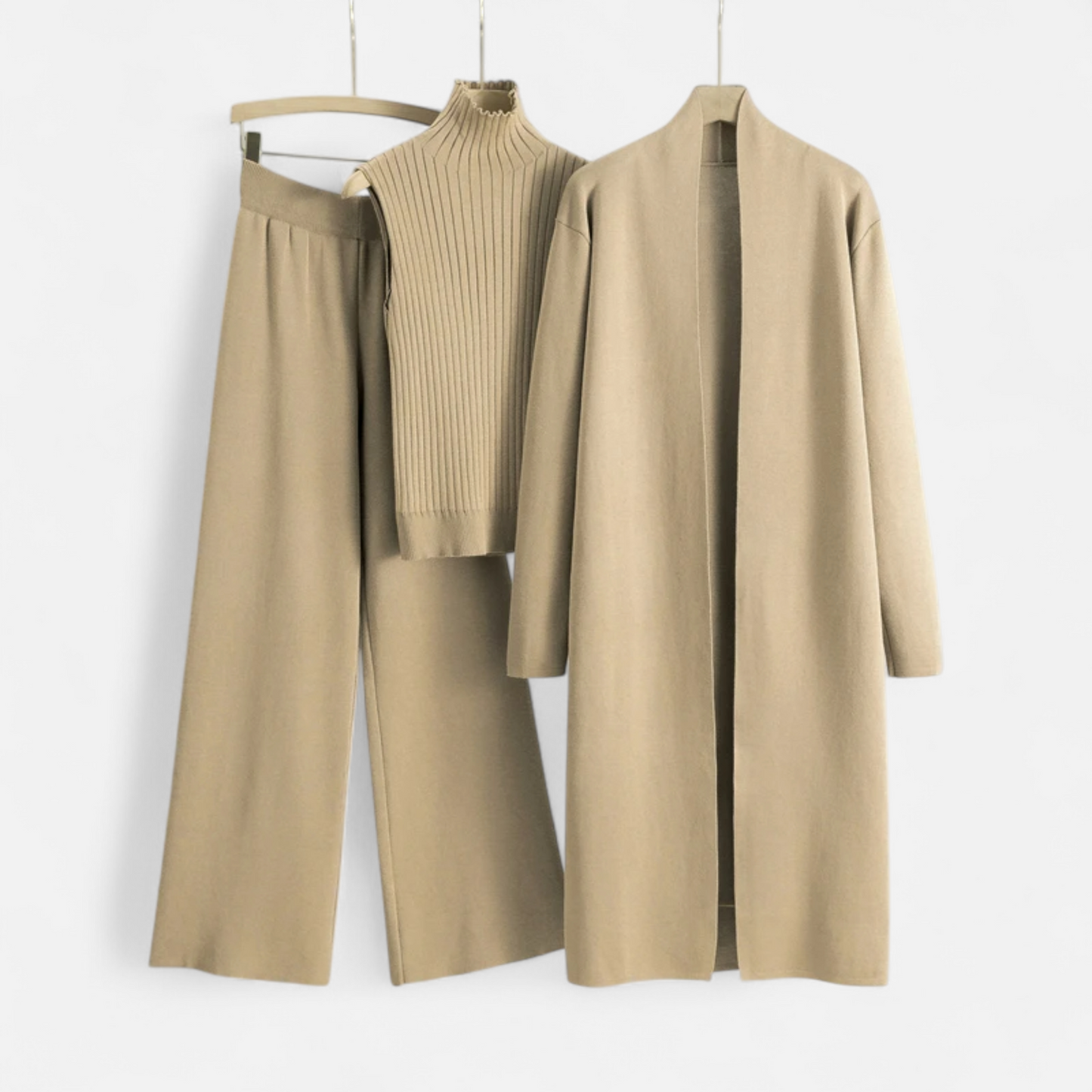 ElegantKnits | Women's 3-Piece Cardigan Set – Soft Knitted Fabric 0