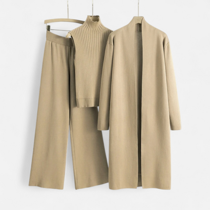 ElegantKnits | Women's 3-Piece Cardigan Set – Soft Knitted Fabric 0
