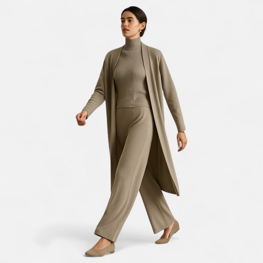 ElegantKnits | Women's 3-Piece Cardigan Set – Soft Knitted Fabric 2