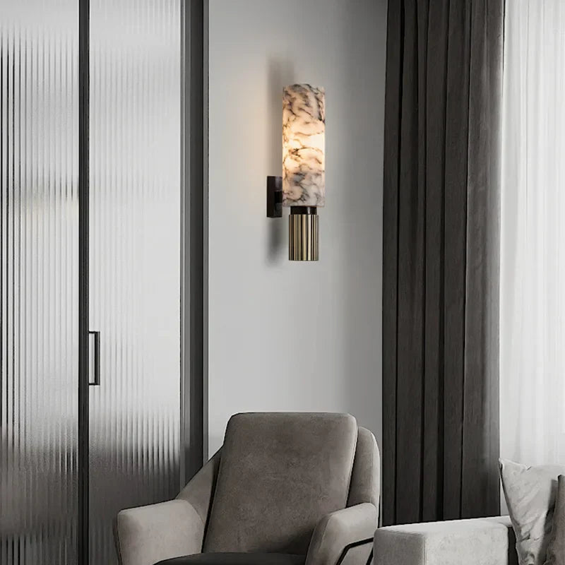 Marbellux | Elegant Natural Marble LED Wall Sconce Light