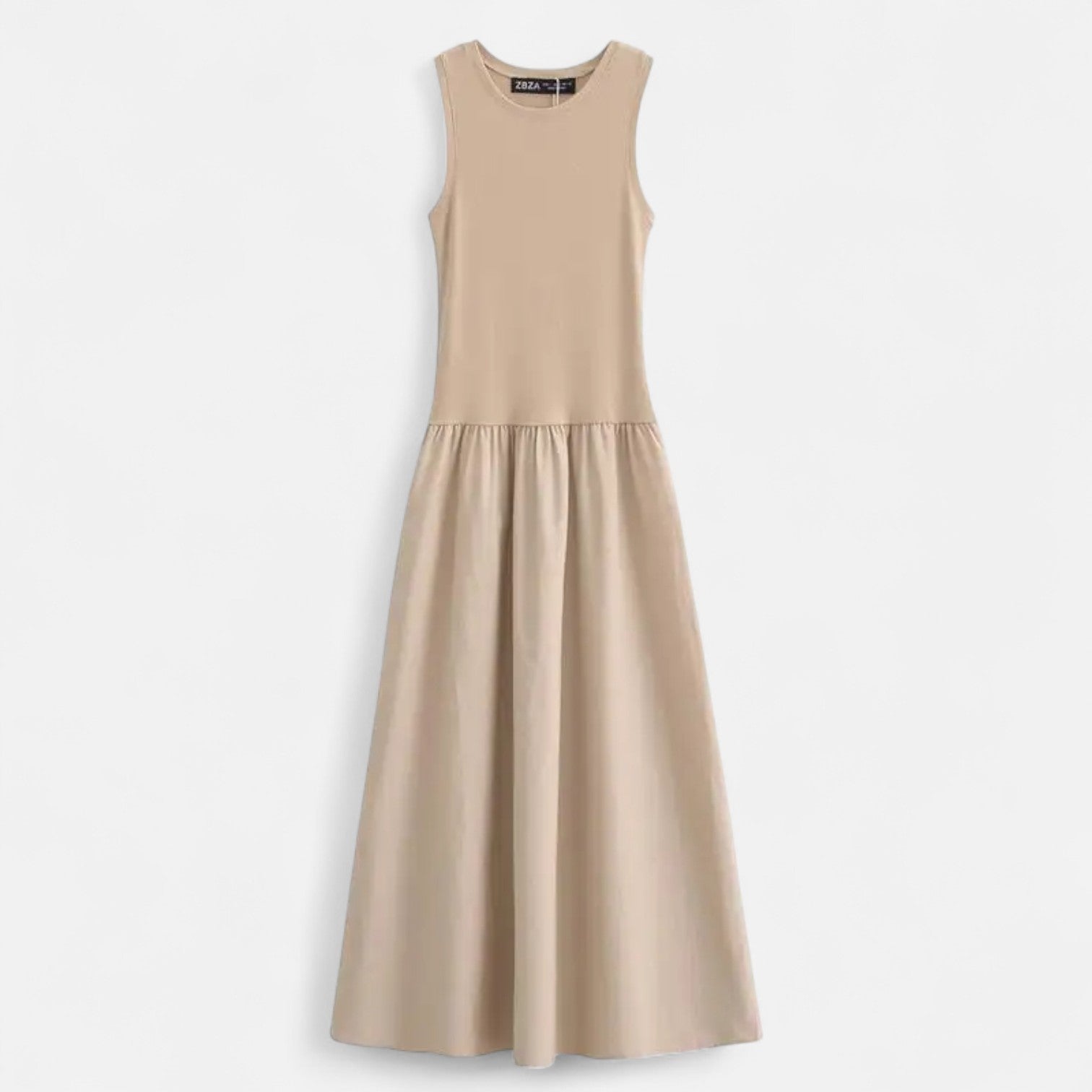 ElegantWear | Women's Midi Dress - Sleeveless A-Line with Defined Waist