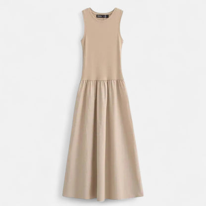 ElegantWear | Women's Dress - Sleeveless Midi A-Line with Defined Waist 3