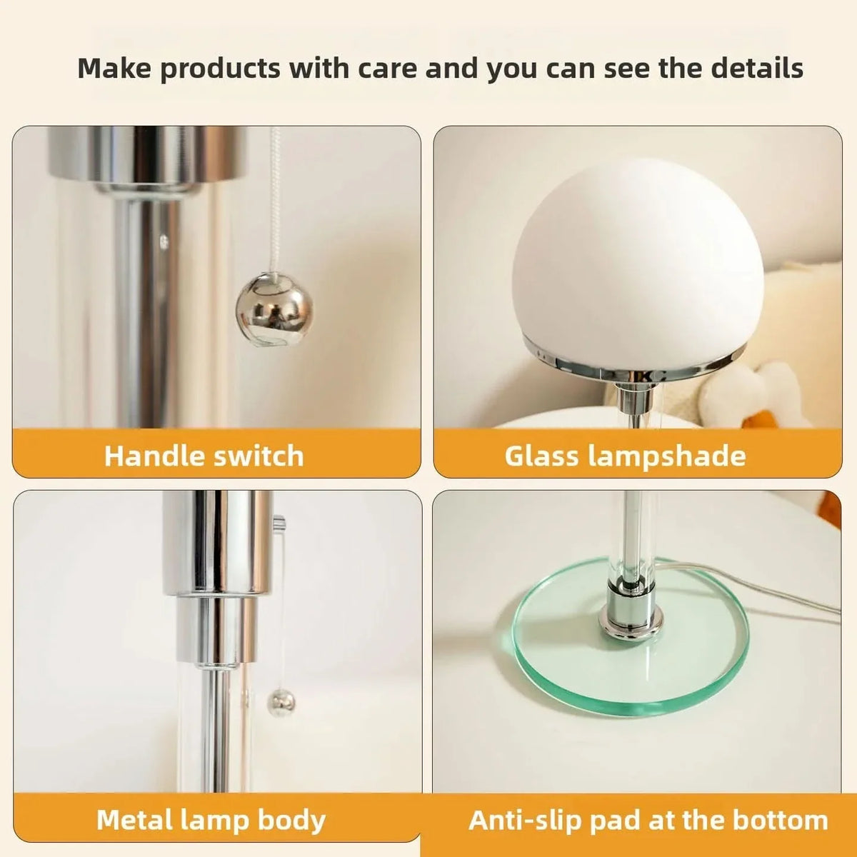 Elegant Bauhaus Table Lamp - Antique Glass Design for Living Room & Bedroom 3