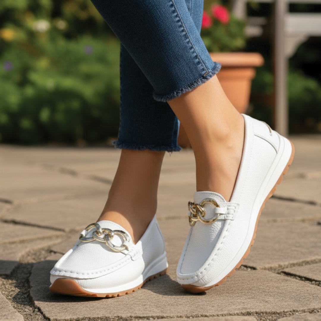 Ellie | Women's Vegan Leather Loafers – Flat Wedge Design, Slip-Resistant