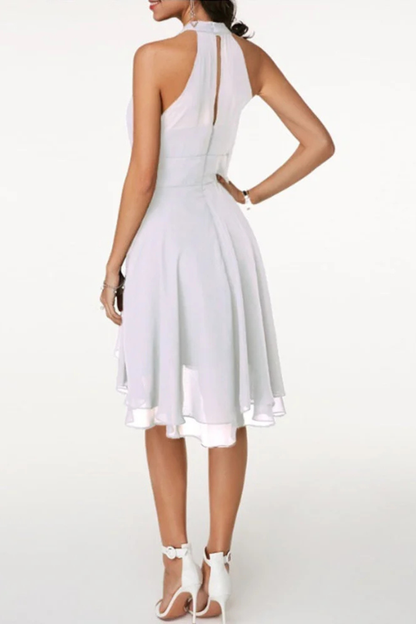 Eluned | Women's Dress - Halter Mini With Ruffle Hem Design 6