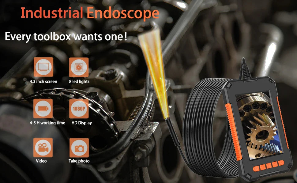 Endoscope Camera | 4.3in 1080p Industrial Inspection Camera