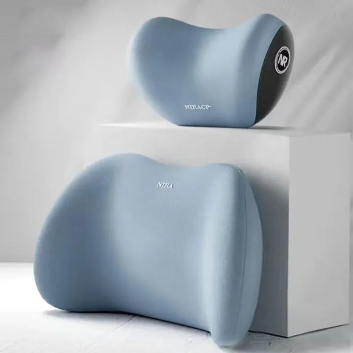 Ergonomic Car Pillow | ErgoRide Memory Foam Lumbar & Neck Support Set