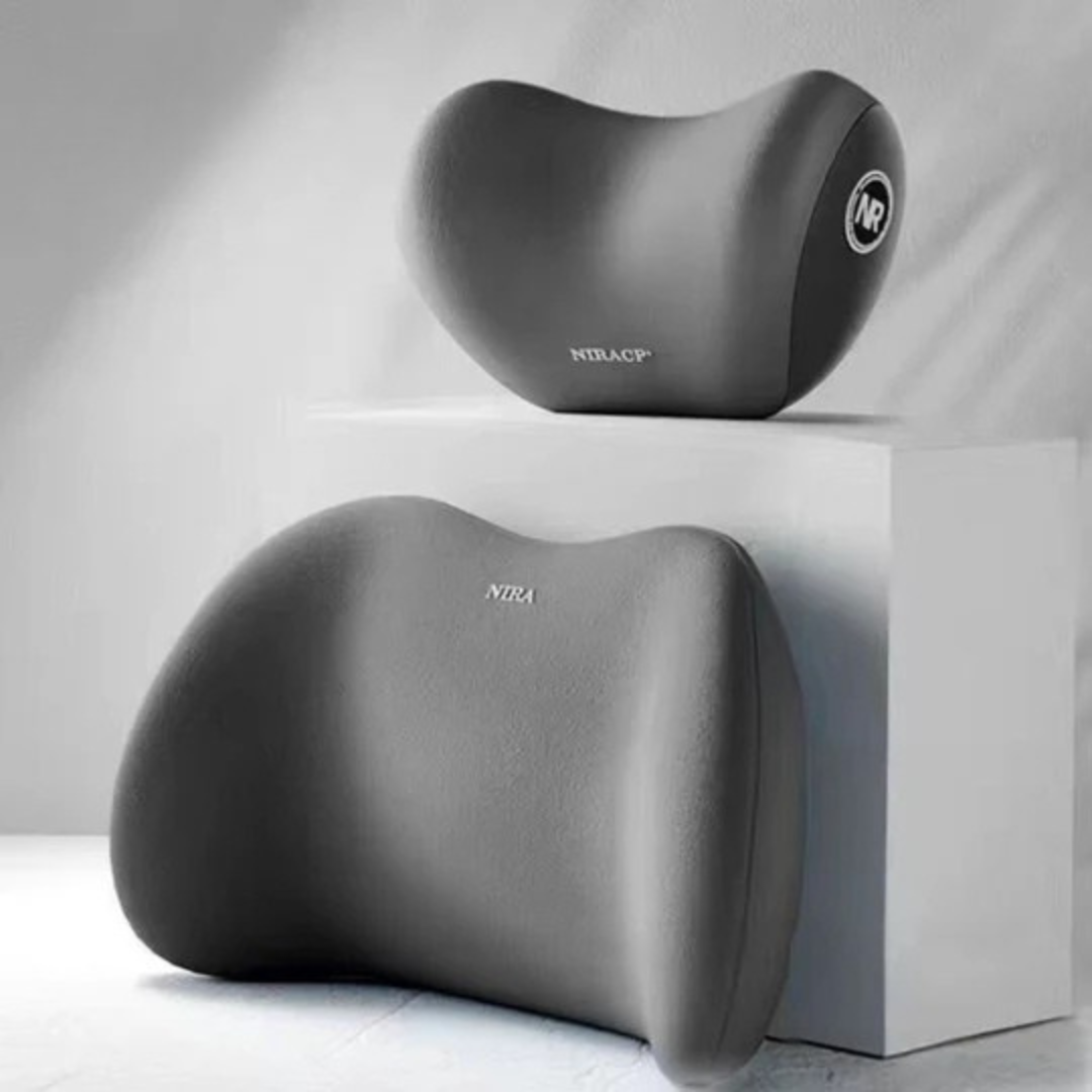 Ergonomic Car Pillow | ErgoRide Memory Foam Lumbar & Neck Support Set