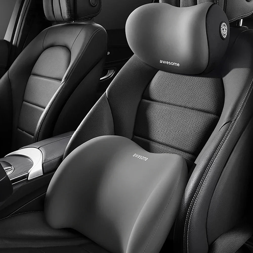Ergonomic Car Pillow | ErgoRide Memory Foam Lumbar & Neck Support Set