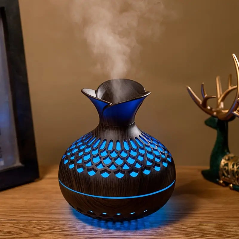 Essential Oil Diffuser 300 ml Tank | Brown or Black LED Night Light | Ultrasonic Aromatherapy Humidifier for Bedroom & Office