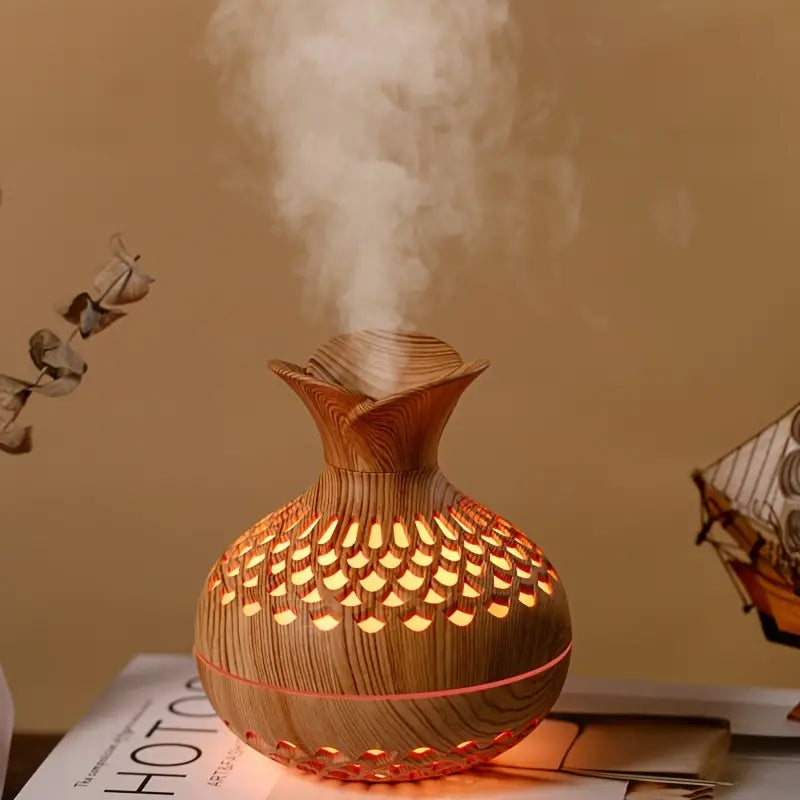 Essential Oil Diffuser 300 ml Tank | Brown or Black LED Night Light | Ultrasonic Aromatherapy Humidifier for Bedroom & Office