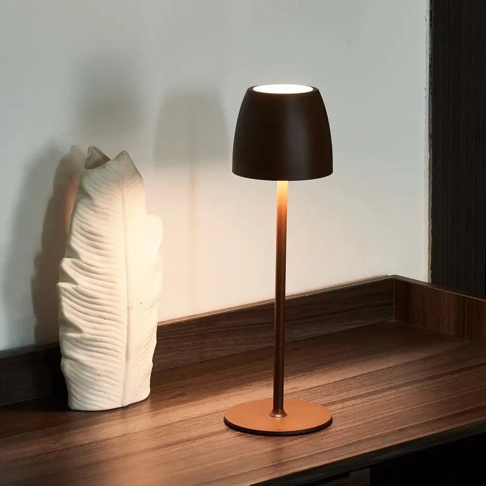 Waterproof Cordless Rechargeable Table Lamp Iron 10 x 38 cm | Black, White, Brown | 24-Hour Battery, Touch Dimmable 3