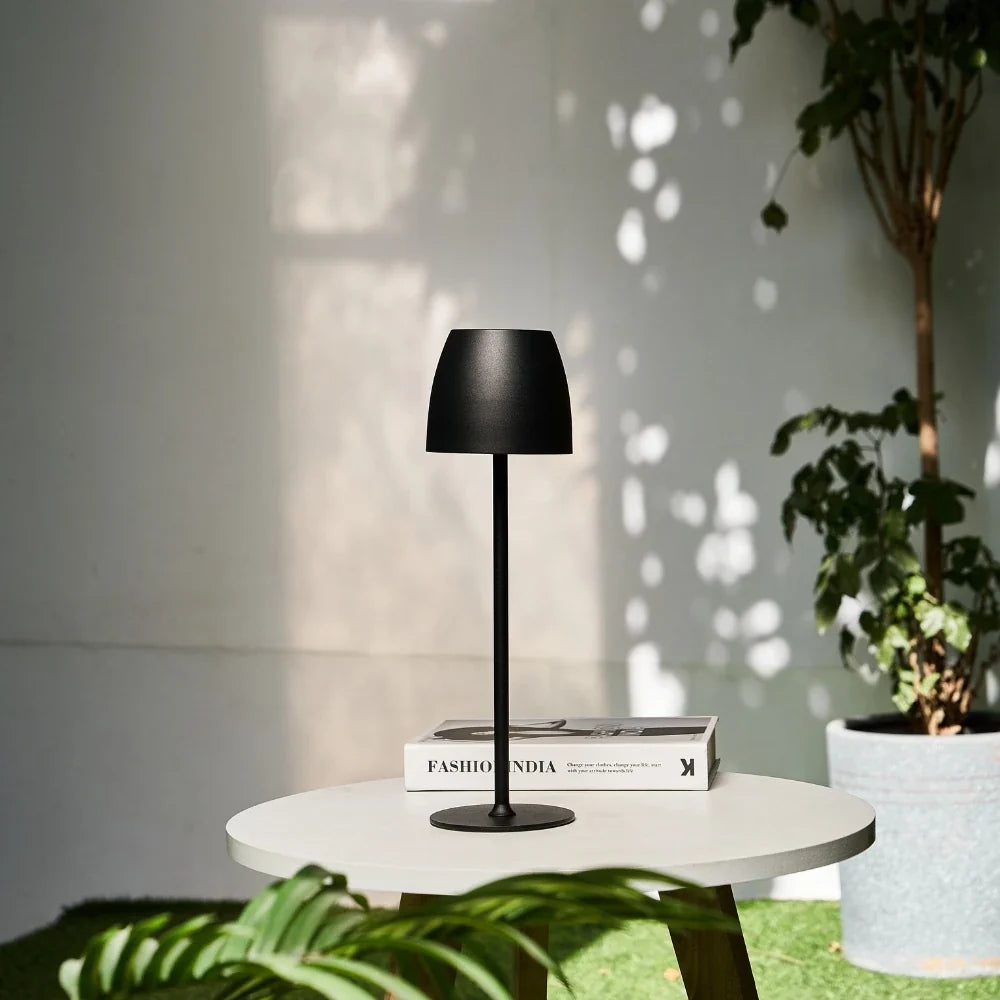 Waterproof Cordless Rechargeable Table Lamp Iron 10 x 38 cm | Black, White, Brown | 24-Hour Battery, Touch Dimmable 9