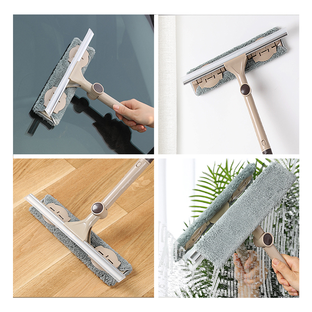 Extendable Window Cleaning Pole Stainless Steel | 300° Rotating Head with Fibre Cloths | Reach High Windows Without a Ladder