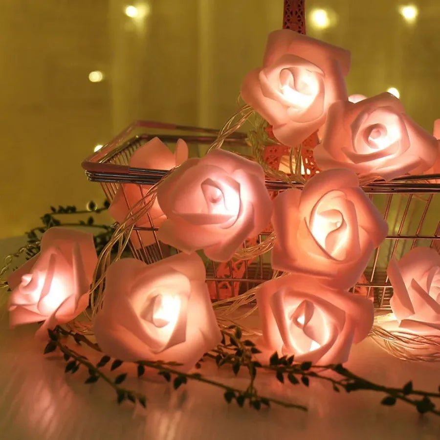 FLORALINE – Lichterketten mit künstlichen Rosen und warmem LED-Licht für ein romantisches Ambiente 5