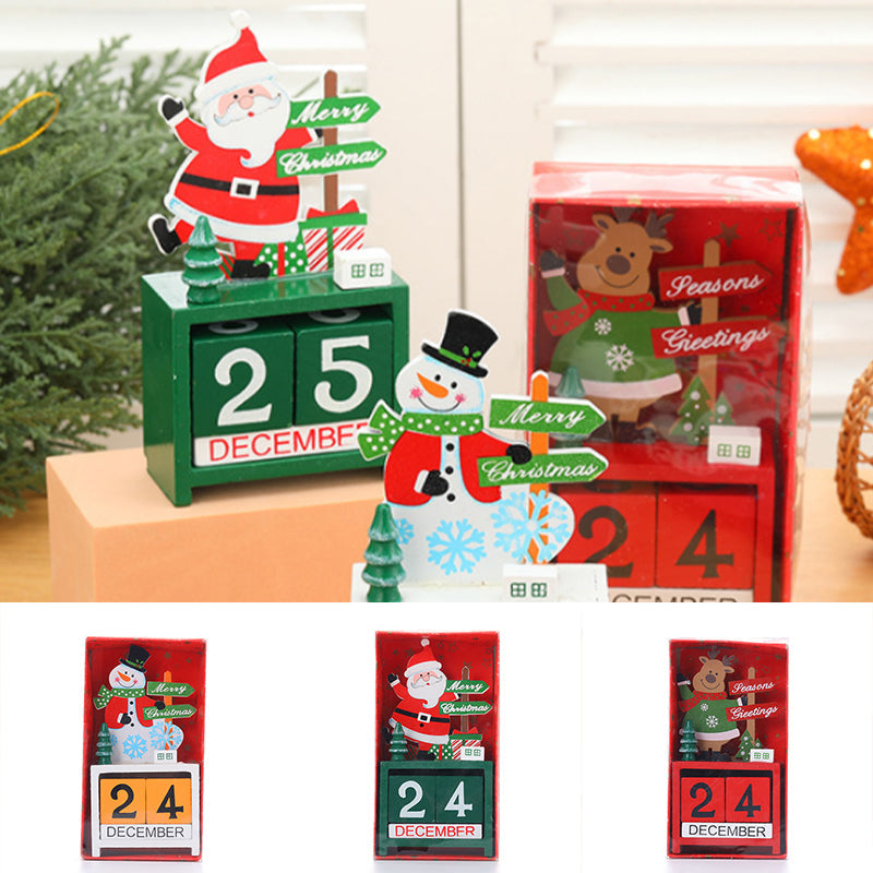 Wooden Christmas Countdown Calendar | Numbered Dates with Carved Figure Design | Eco-Friendly Reusable Wood Decoration 10
