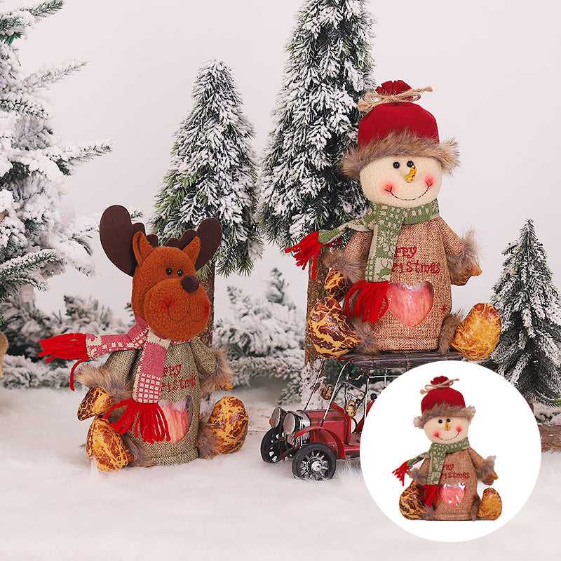 Christmas Gift Bag Santa Snowman Elk Designs | Linen Fabric Treat Pouch for Sweets | Reusable Festive Candy Holder 3