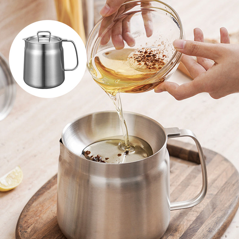 Oil Strainer Pot 304 Stainless Steel | Built-In Filter Net | Strain, Fry and Reuse Cooking Oil for Healthier Meals 9