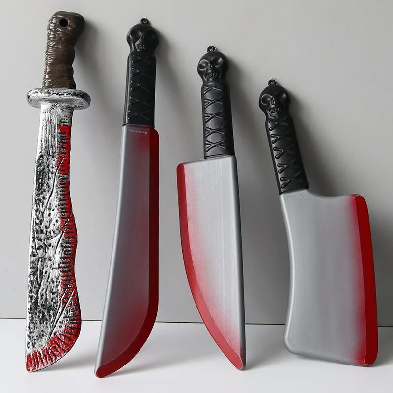 Fake Bloody Knife Prop Halloween Costume Accessory | Blunt Safe Plastic Blade with Blood Splatter Effect | Lightweight Horror Prop