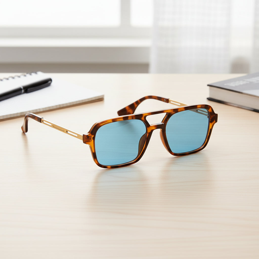 FashionView | Square Sunglasses With UV400 Protection – Blue Mirrored Lenses 1