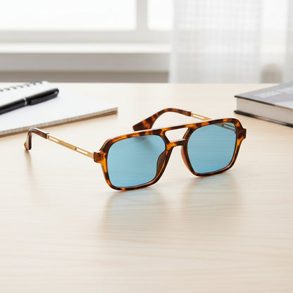 FashionView | Square Sunglasses With UV400 Protection – Blue Mirrored Lenses 1