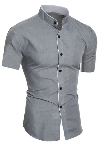 Finlay | Men's Dress Shirt – Slim Fit Short Sleeve with Stand Collar 3
