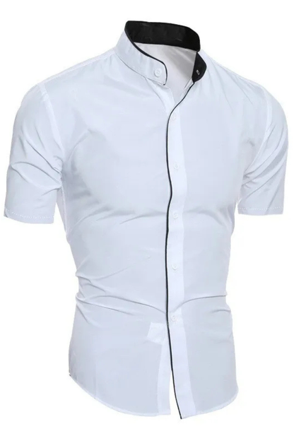 Finlay | Men's Dress Shirt – Slim Fit Short Sleeve with Stand Collar 6