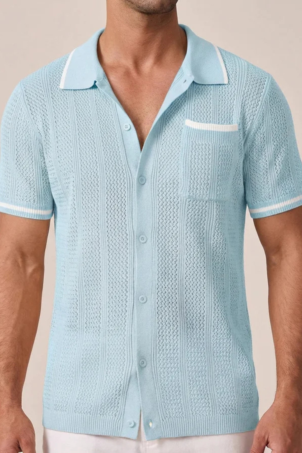 Finlay | Men's Shirt – Short Sleeve Knit With Camp Collar Design 5