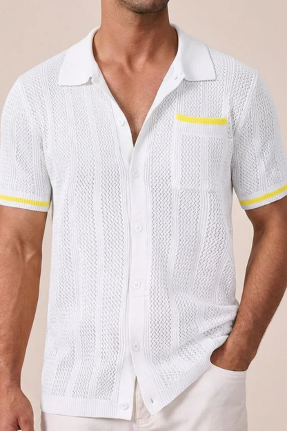 Finlay | Men's Shirt – Short Sleeve Knit With Camp Collar Design 7