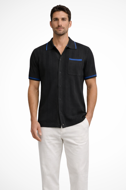 Finlay | Men's Shirt – Short Sleeve Knit With Camp Collar Design 8
