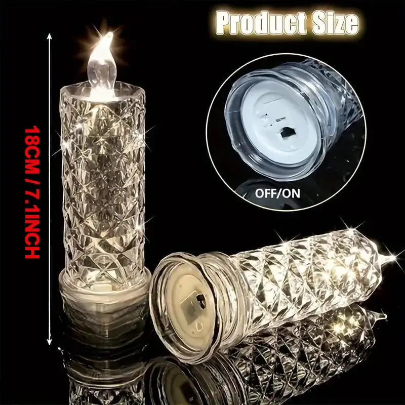 Flameless LED Candles Set of 4 | Sparkling Crystal Effect & Shifting Glow | Weatherproof for Indoor and Outdoor Use