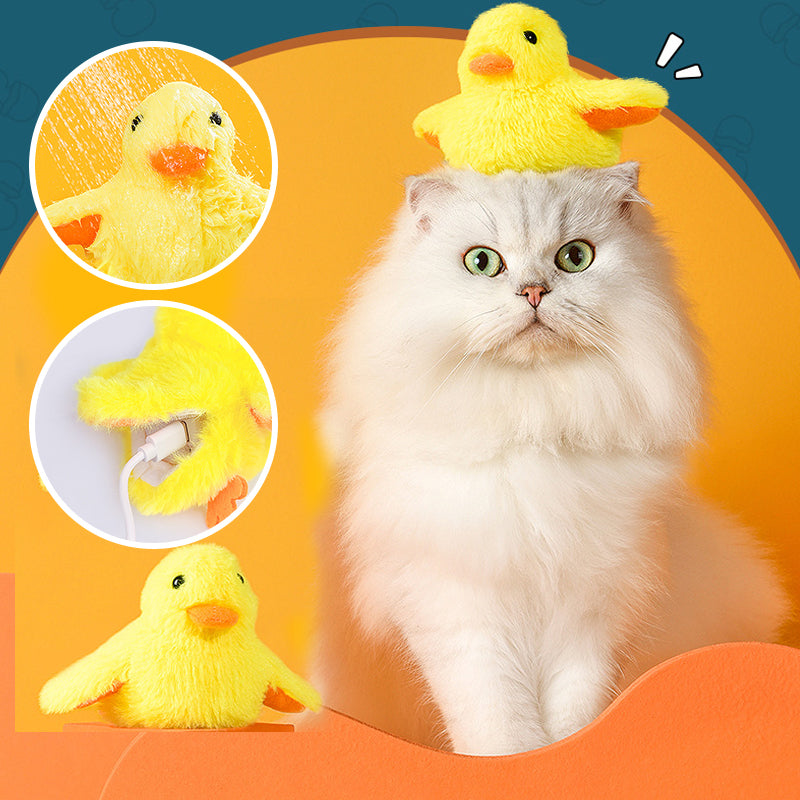Flapping Duck Cat Toy | Motion Sensor Activated Flapping and Quacking | USB Rechargeable Plush Interactive Toy for Cats