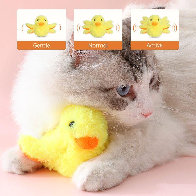 Flapping Duck Cat Toy | Motion Sensor Activated Flapping and Quacking | USB Rechargeable Plush Interactive Toy for Cats