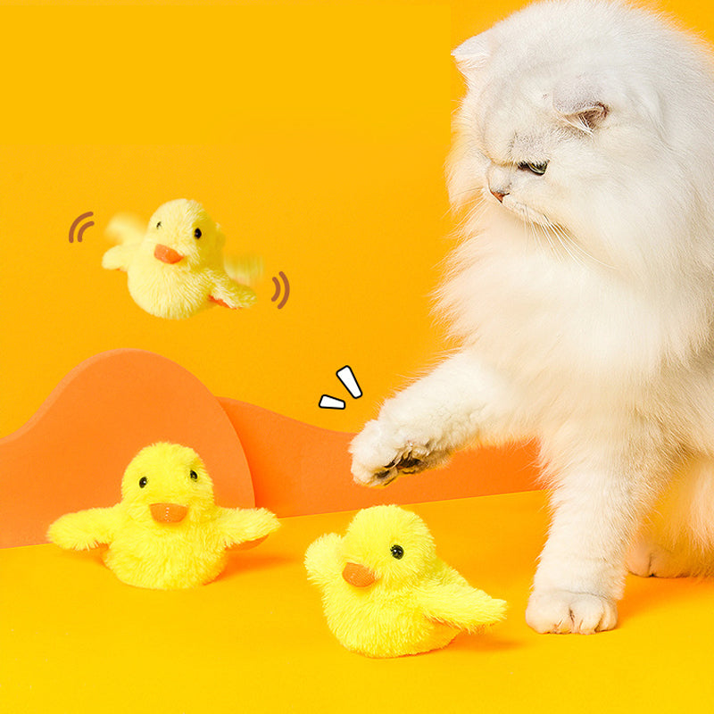 Flapping Duck Cat Toy | Motion Sensor Activated Flapping and Quacking | USB Rechargeable Plush Interactive Toy for Cats