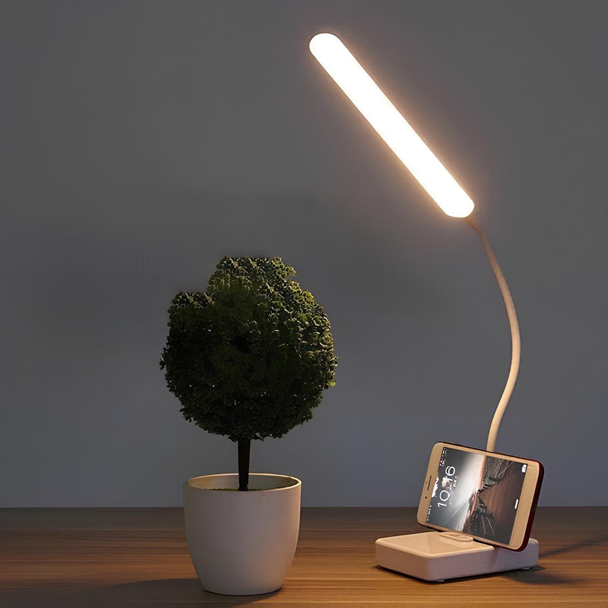Flexible Arm Desk Lamp | Warm, Natural & Cool White, Dimmable | USB-Rechargeable or Plug-In Power, 6-8 Hour Battery 1
