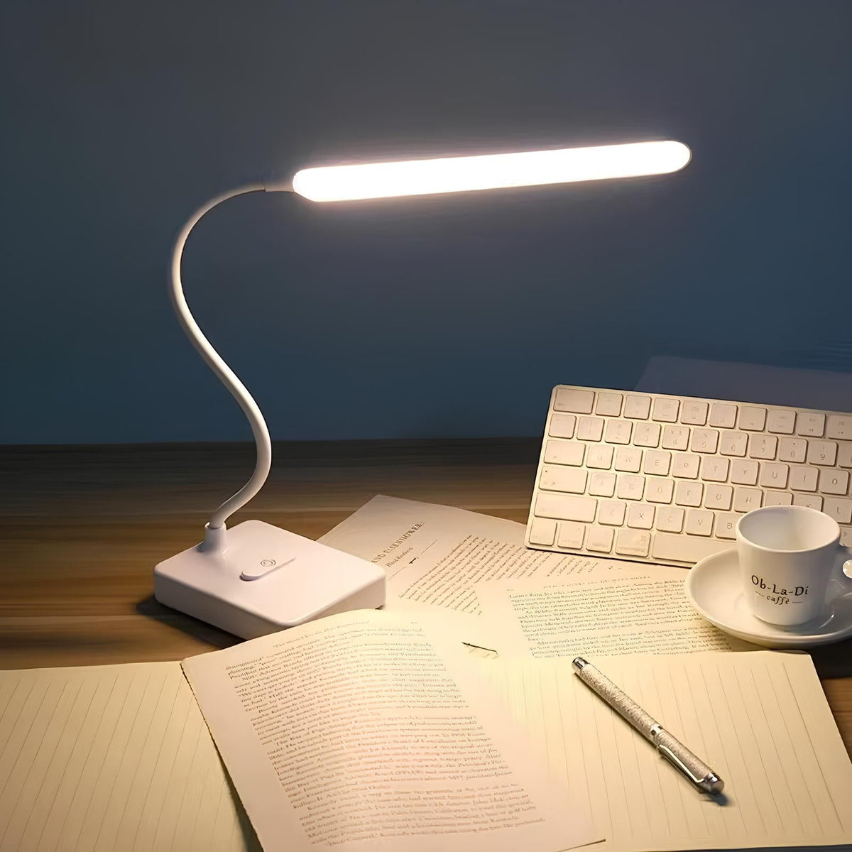 Flexible Arm Desk Lamp | Warm, Natural & Cool White, Dimmable | USB-Rechargeable or Plug-In Power, 6-8 Hour Battery 3