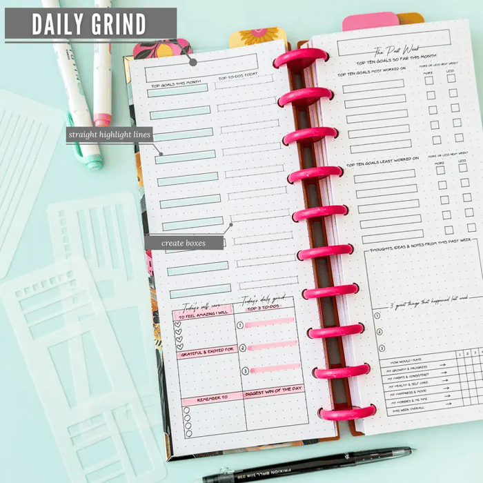 Flexible Mylar Dot Grid Stencil Set 3-Pack | Fits 5mm Journal Grids | Crisp Lines, Clean Boxes & Layouts Every Page