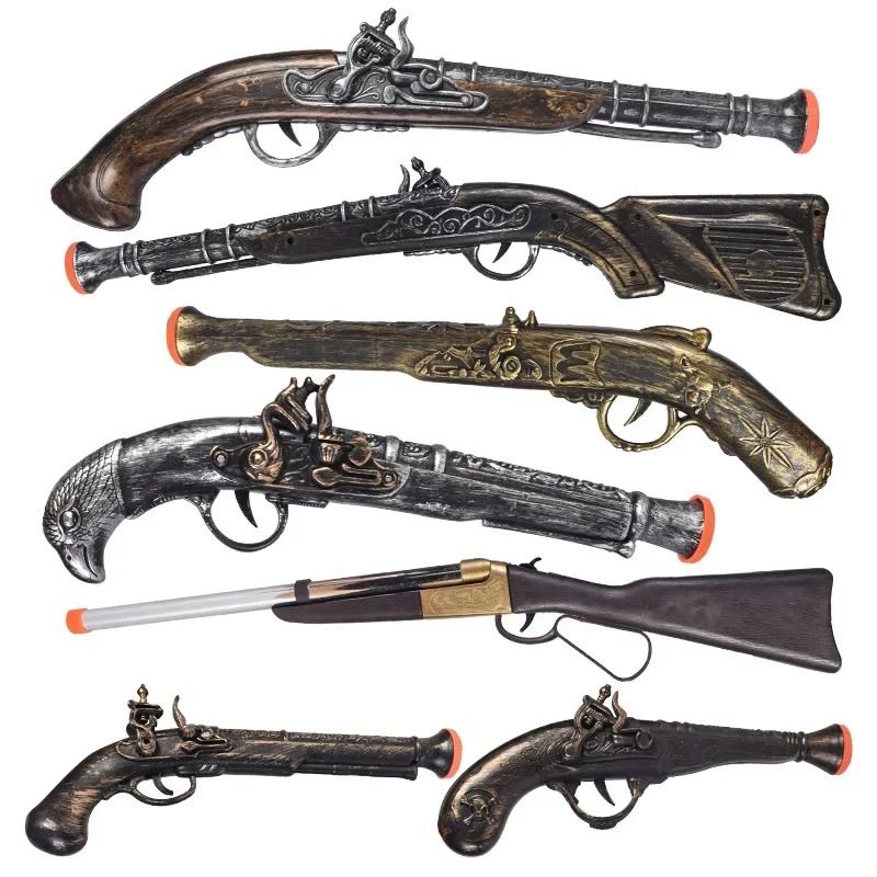 Flintlock Pirate Pistol Prop | Retro Engraved Costume Sidearm | Lightweight ABS Build for Halloween Party Cosplay