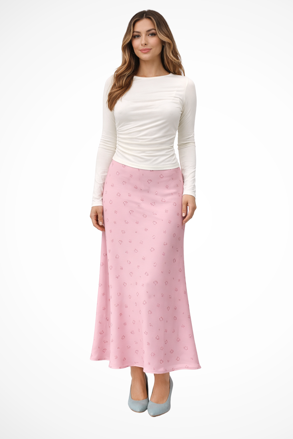 Flora | Women's Maxi Skirt – Satin Floral Print Design 0