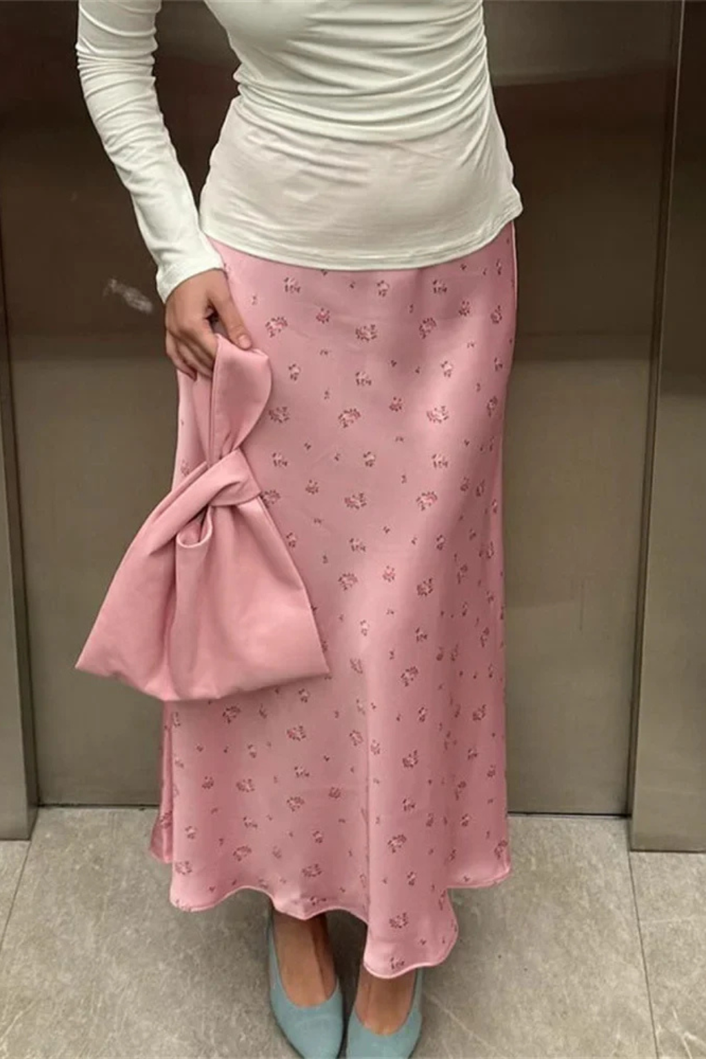 Flora | Women's Maxi Skirt – Satin Floral Print Design 2