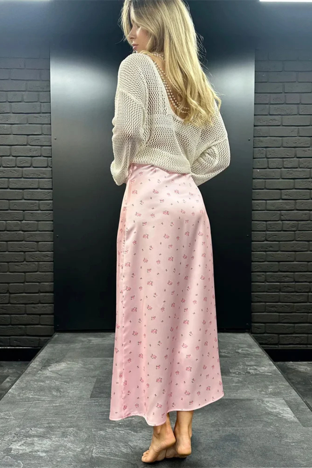 Flora | Women's Maxi Skirt – Satin Floral Print Design 4