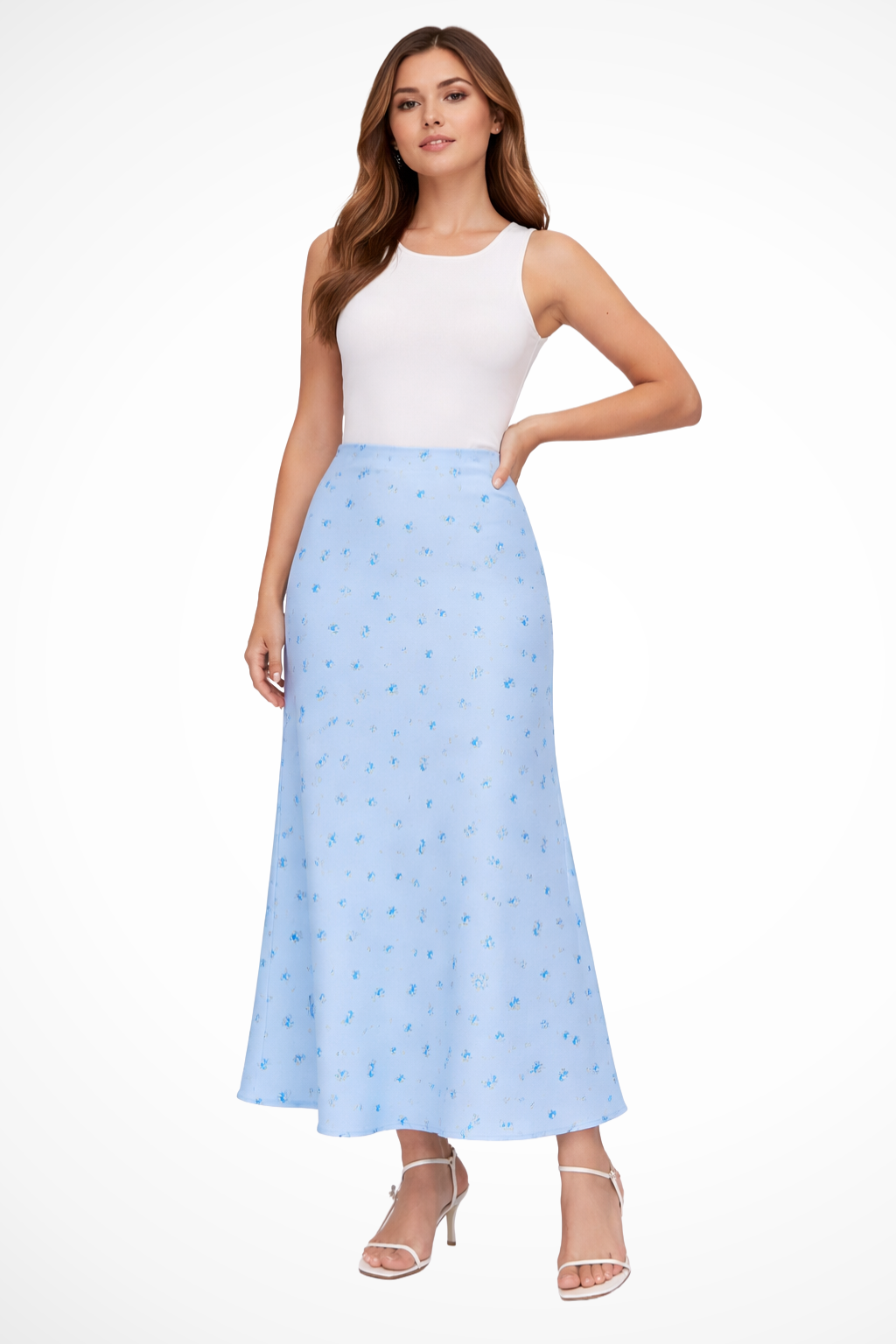 Flora | Women's Maxi Skirt – Satin Floral Print Design 5