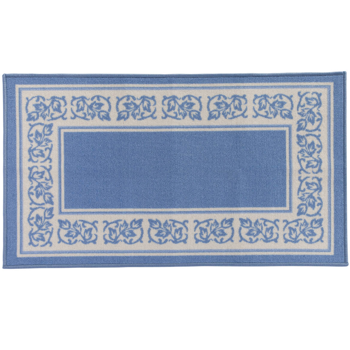 Floral Border Rug 100% Nylon | 5 Sizes, 4 Colours: Blue, Brown, Burgundy, Green | Non-Skid Latex Back, Machine Washable