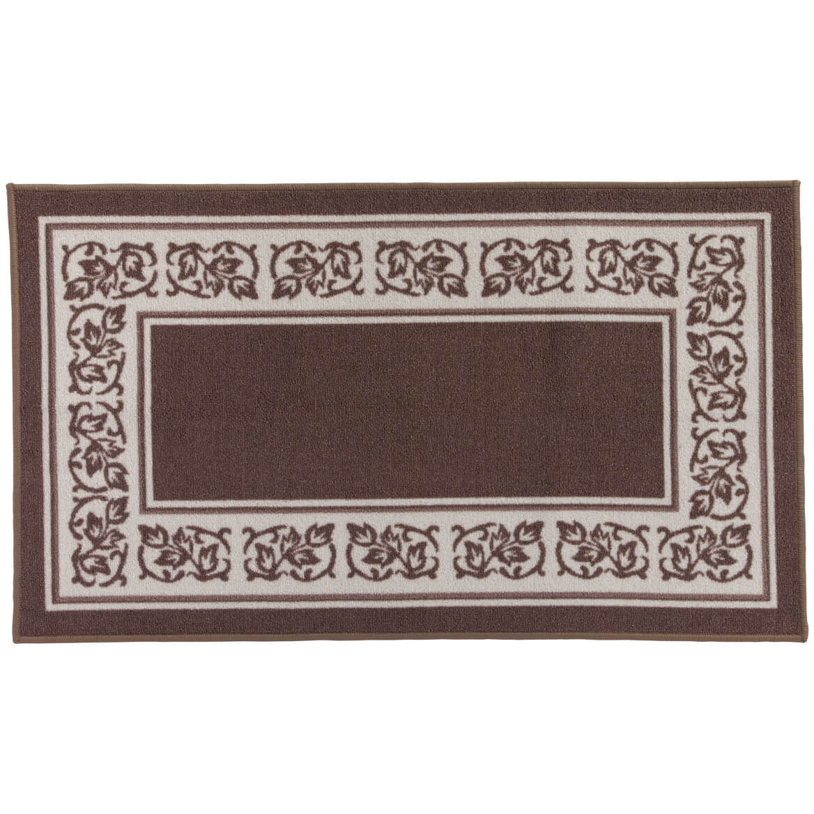 Floral Border Rug 100% Nylon | 5 Sizes, 4 Colours: Blue, Brown, Burgundy, Green | Non-Skid Latex Back, Machine Washable