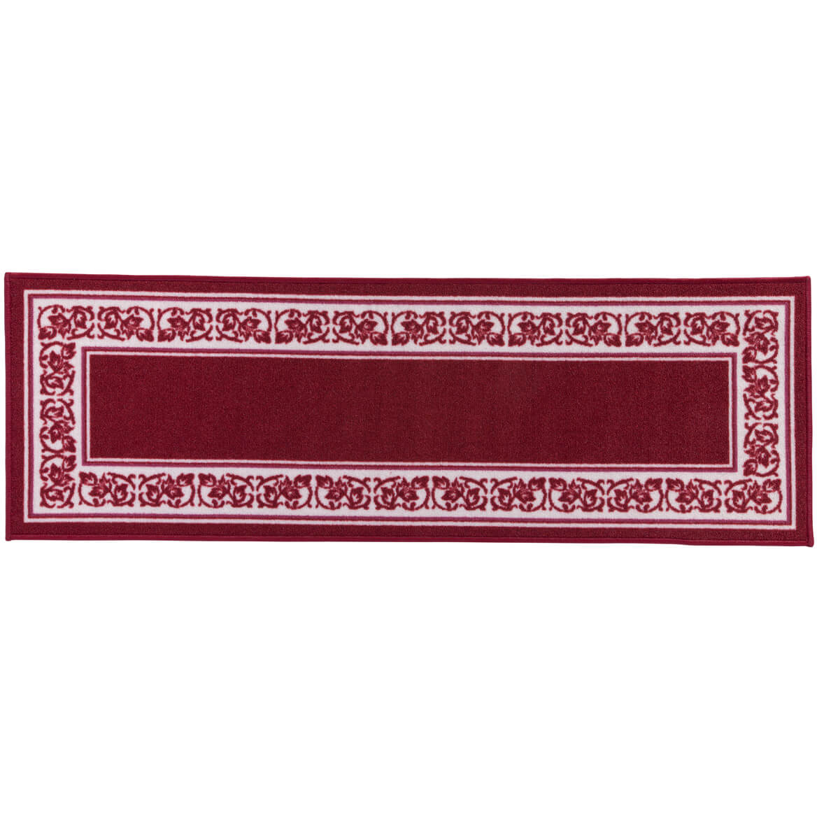 Floral Border Rug 100% Nylon | 5 Sizes, 4 Colours: Blue, Brown, Burgundy, Green | Non-Skid Latex Back, Machine Washable