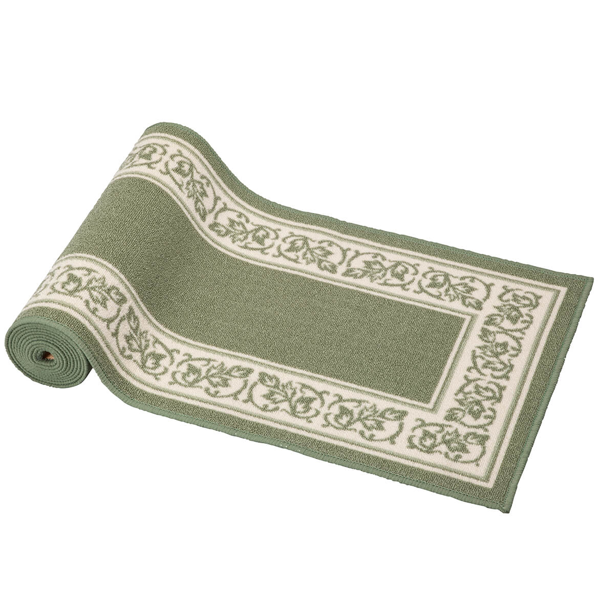 Floral Border Rug 100% Nylon | 5 Sizes, 4 Colours: Blue, Brown, Burgundy, Green | Non-Skid Latex Back, Machine Washable