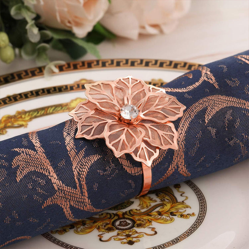 Floral Napkin Rings Stainless Steel | Set of 3 Hollow Flower Design | Rust-Resistant, Holds Napkins Neatly in Place