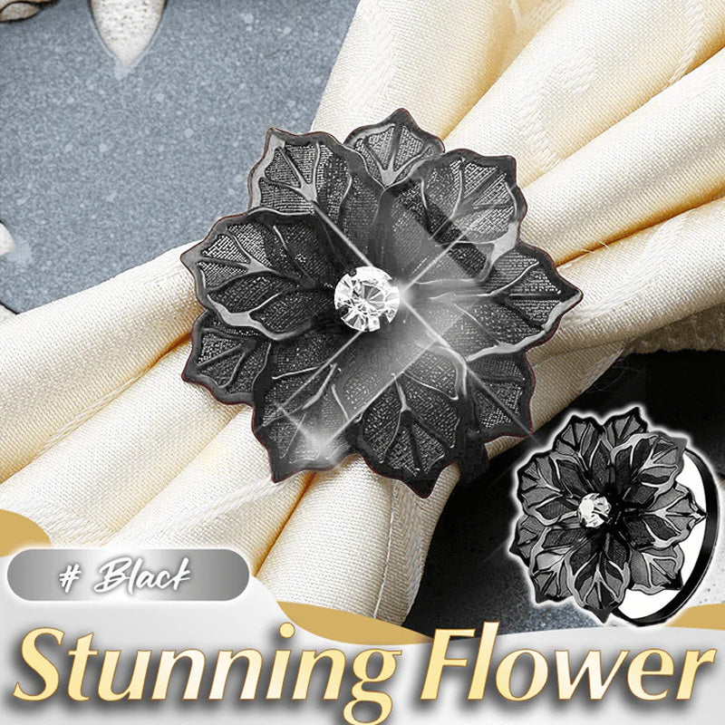 Floral Napkin Rings Stainless Steel | Set of 3 Hollow Flower Design | Rust-Resistant, Holds Napkins Neatly in Place