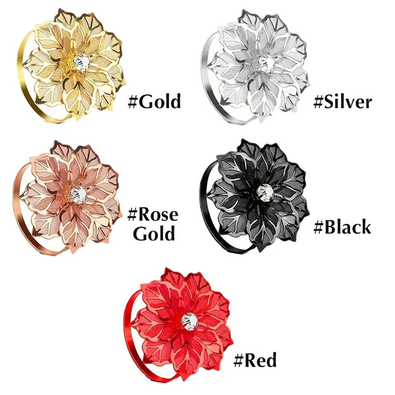 Floral Napkin Rings Stainless Steel | Set of 3 Hollow Flower Design | Rust-Resistant, Holds Napkins Neatly in Place
